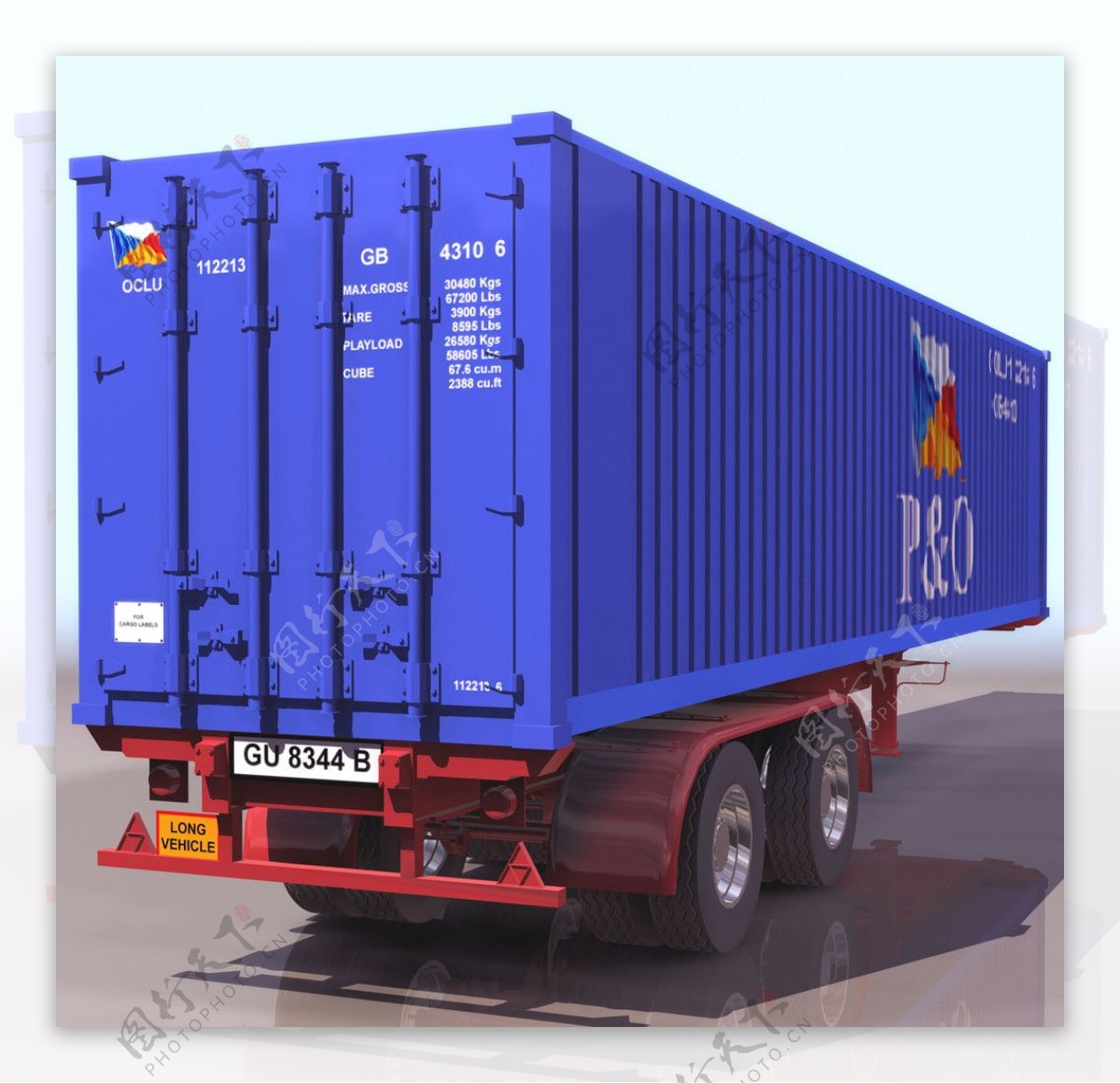 3D模型图库交通工具卡车货车货柜箱图片