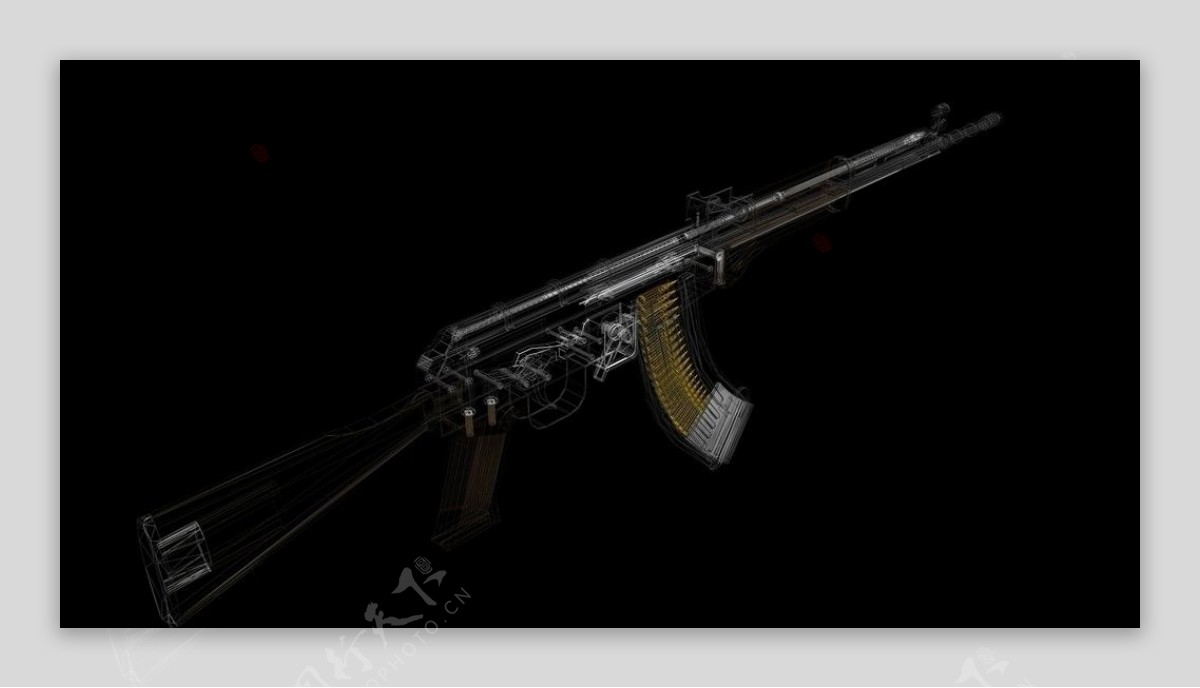 81式自动步枪3D效果图线框图图片