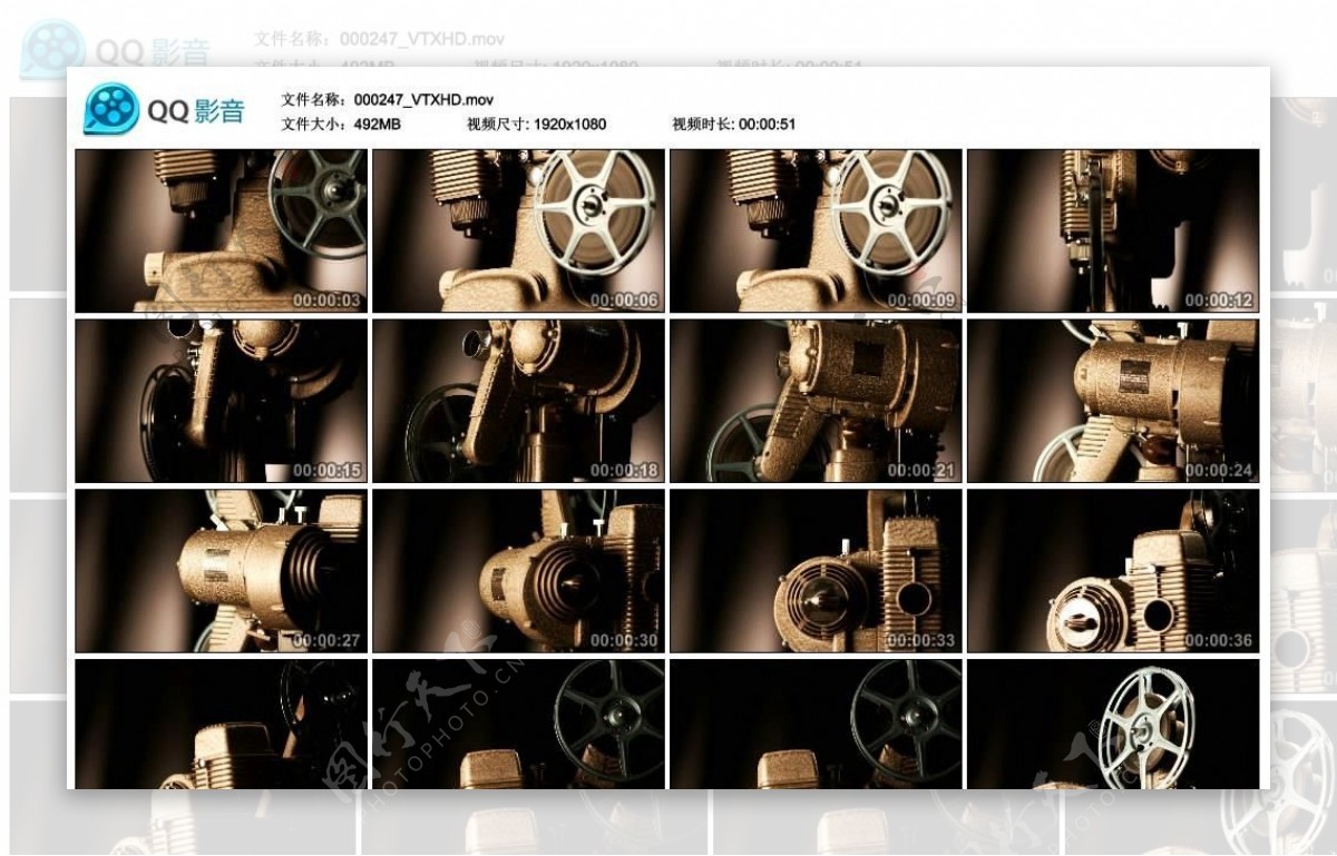 老式经典电影放映机高清实拍视频素材