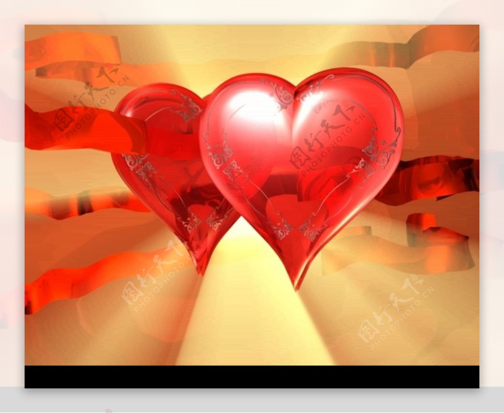 索贝浓情婚礼动态视频素材两颗透明红心