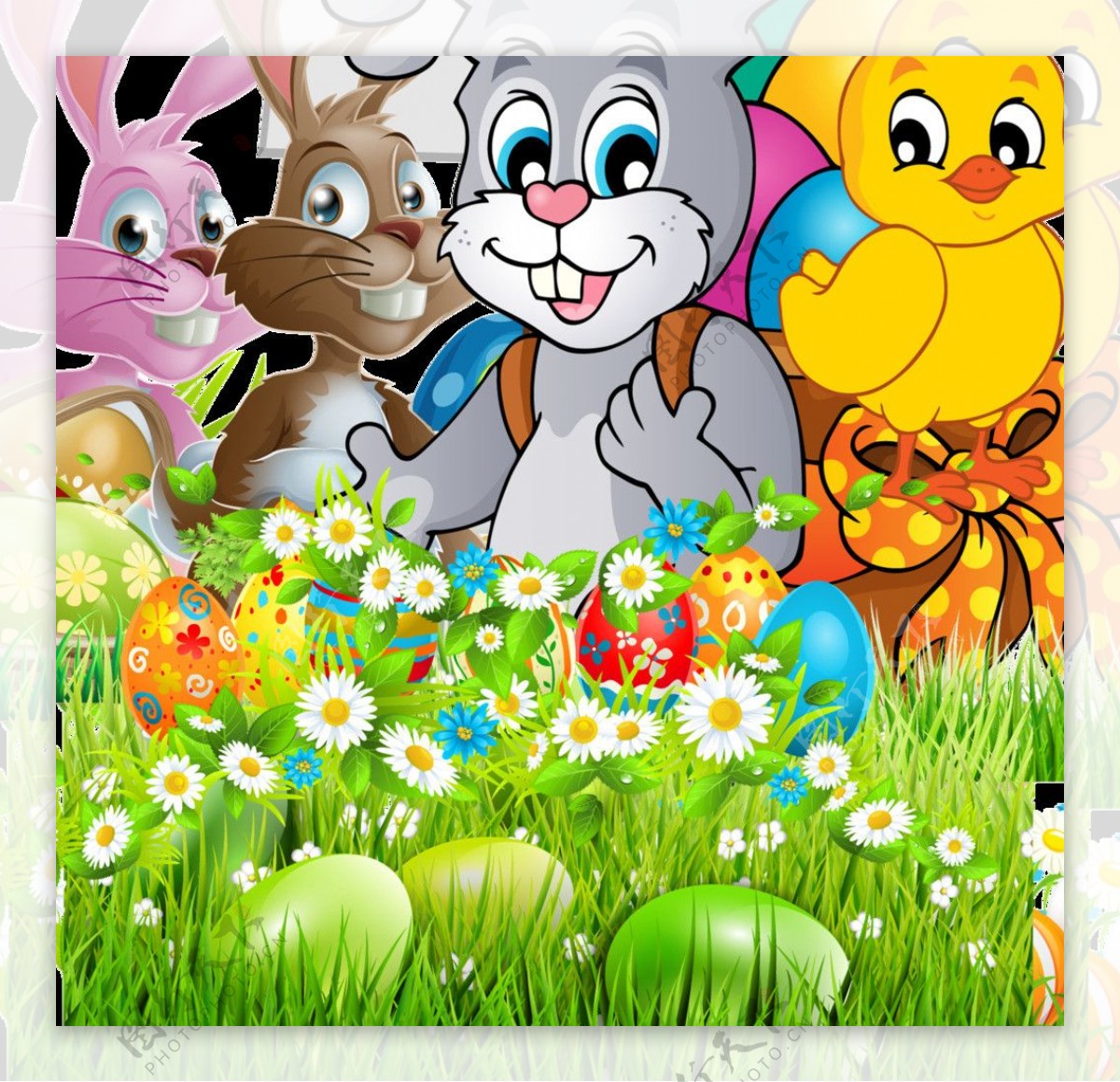 小兔子快乐的复活节图片