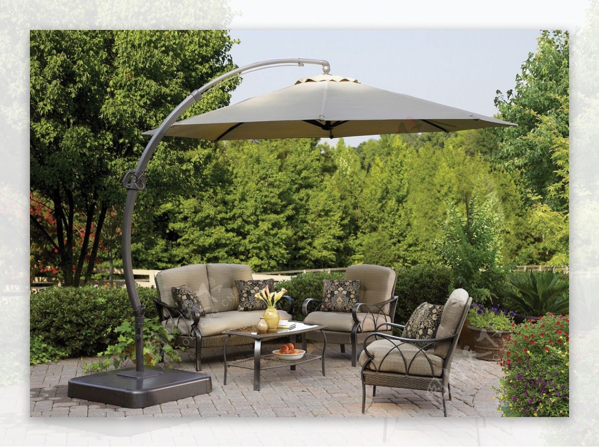 庭院太阳伞桌椅套装图片