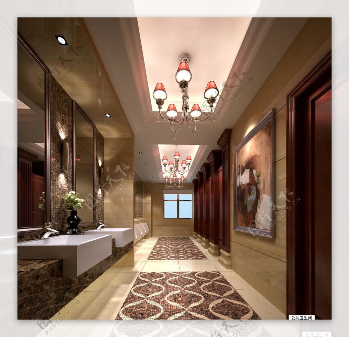 室内设计酒店卫生间过道设计3D效果图图片