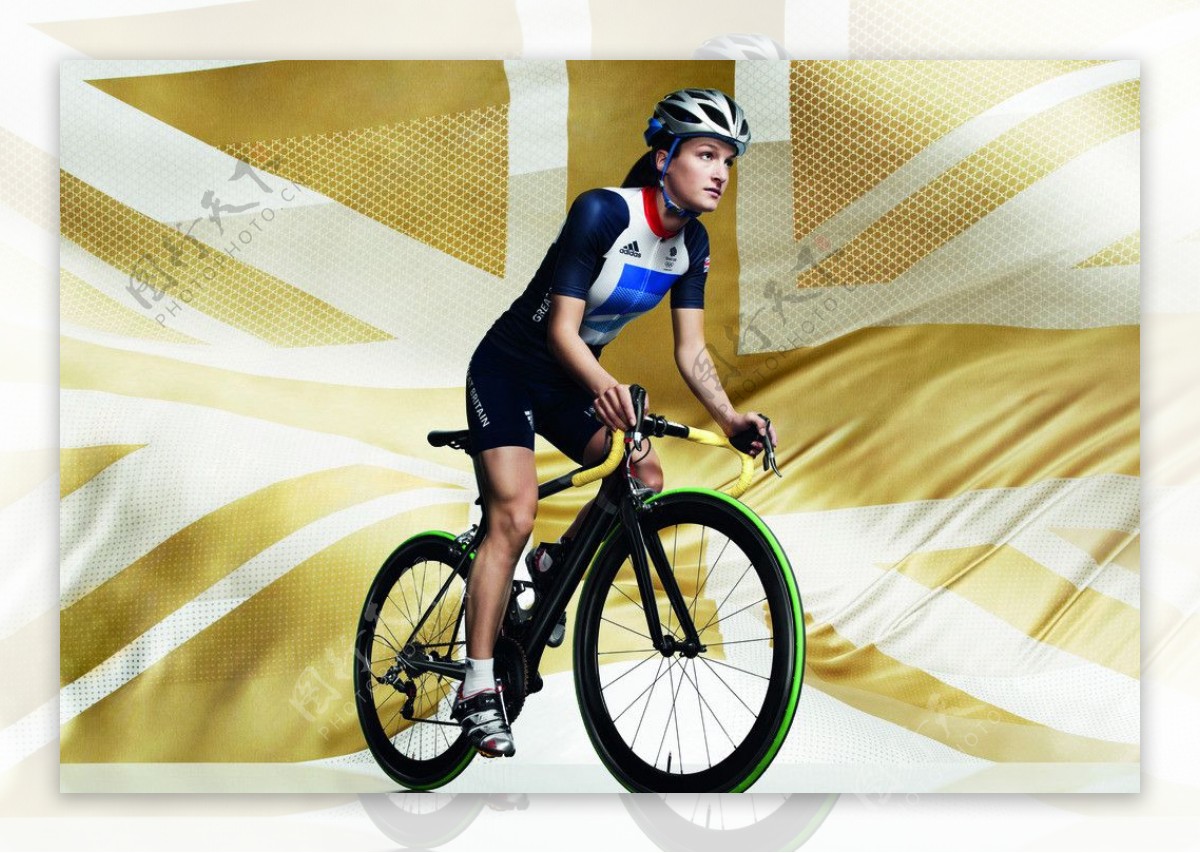 ADIDAS英国队奥运装备展示自行车平面广告图片