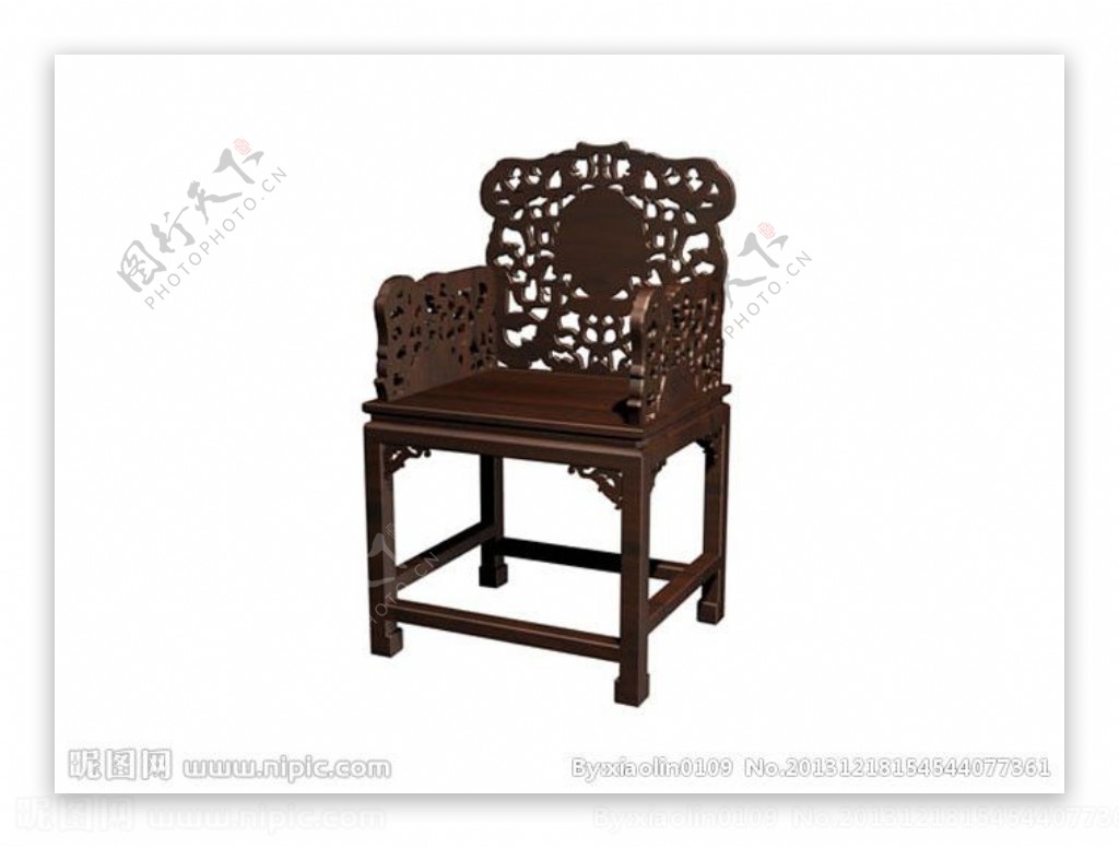 中式太师椅模型图片