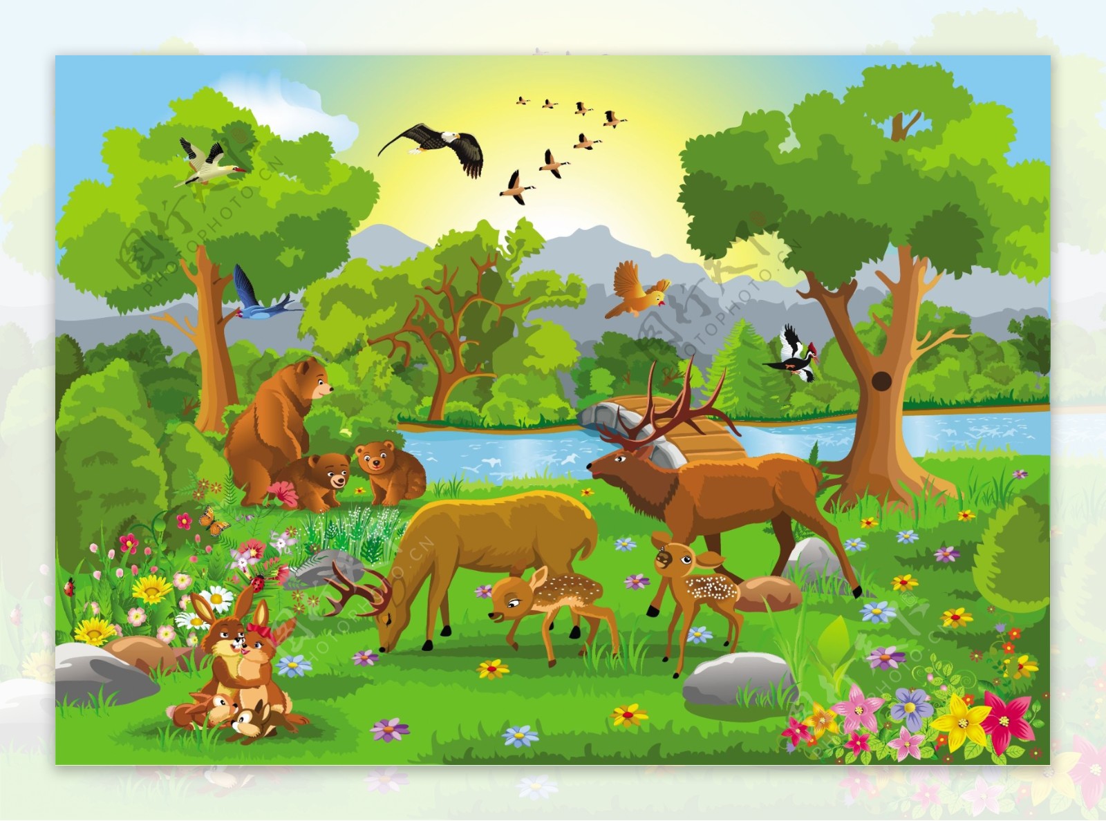 森林卡通动物图片