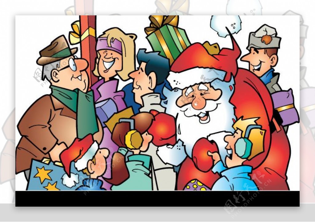 卡通圣诞老人发放礼物图片