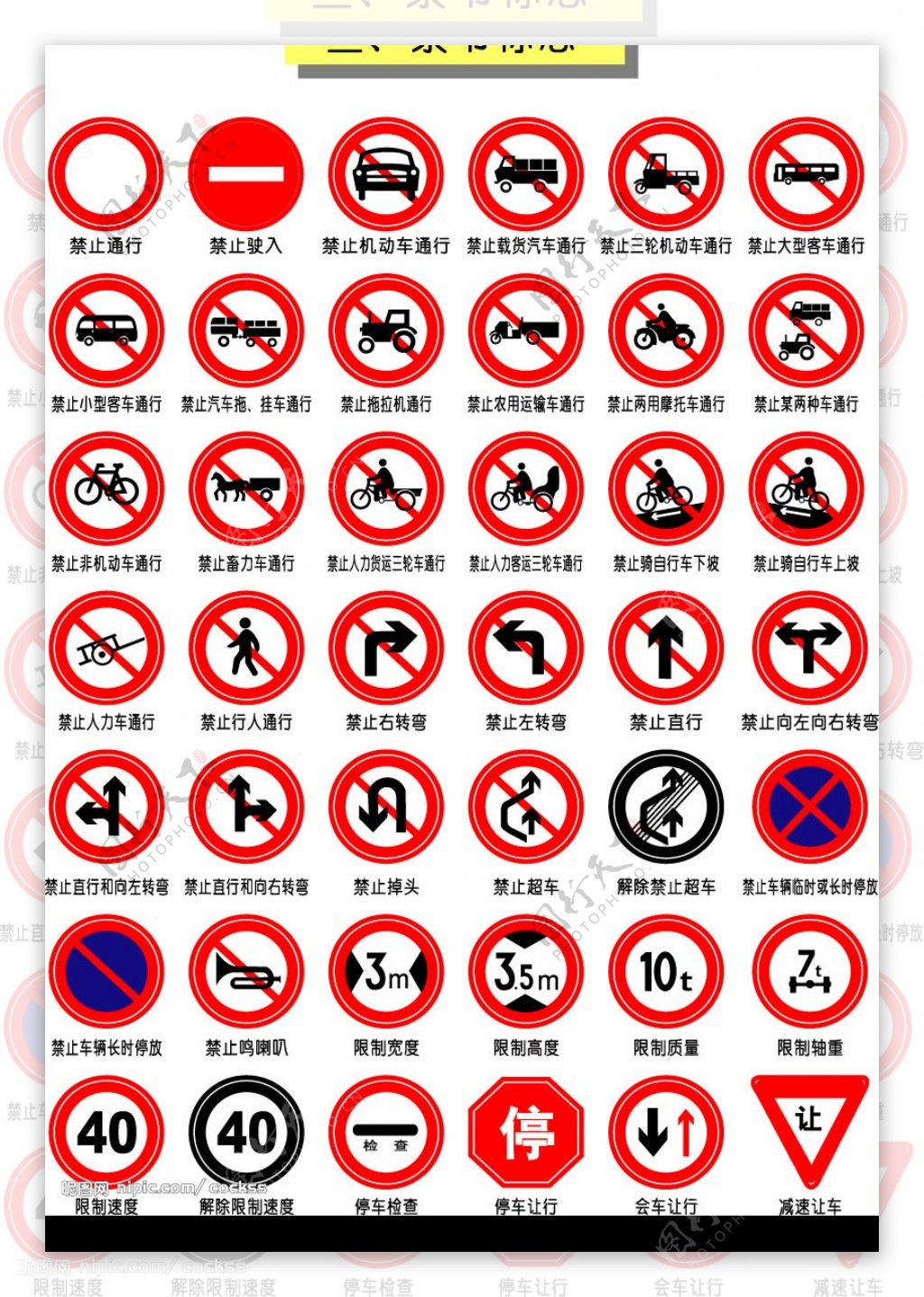 交通矢量图标禁令标志图片