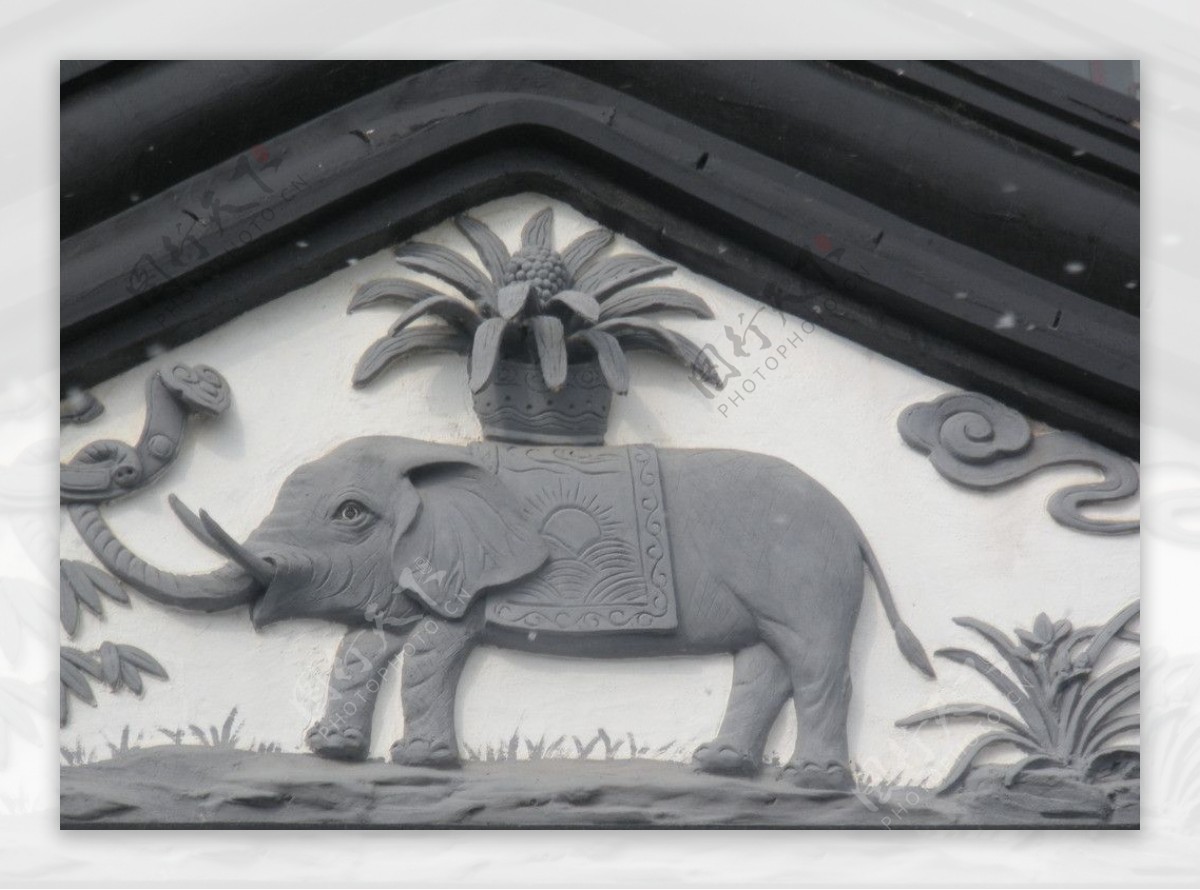 古建泥塑大象图片