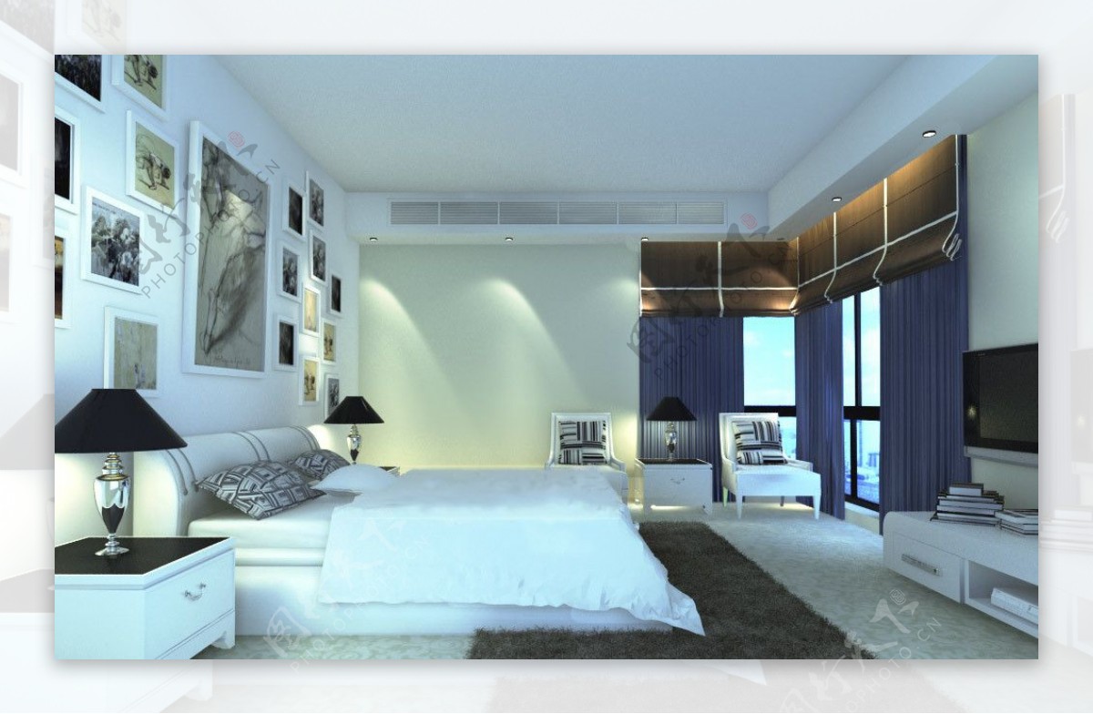 现代装饰风格卧室3D模型图片