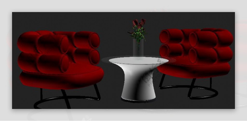 红色布艺单人沙发茶几组合图片