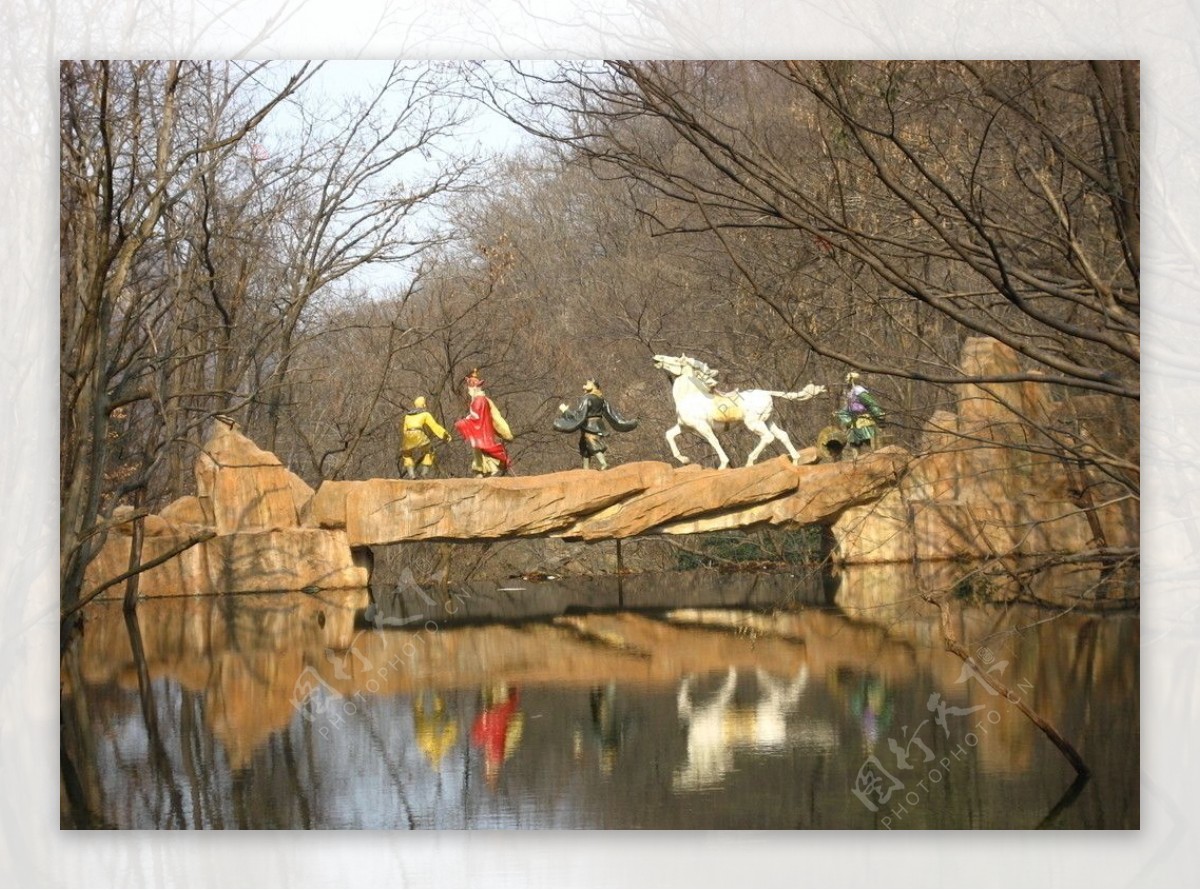 桐柏山水帘寺景区西游记师徒四人塑像图片