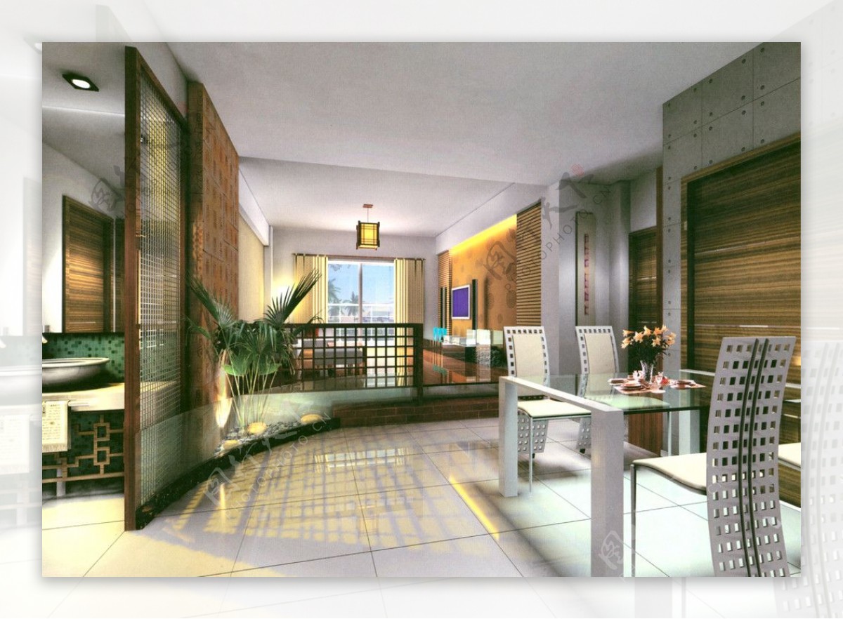 室内设计3D餐厅效果图图片