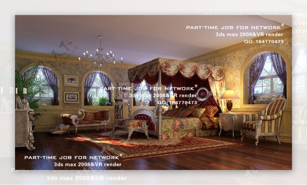 欧式卧室3dsmax室内模型vray带全部贴图图片