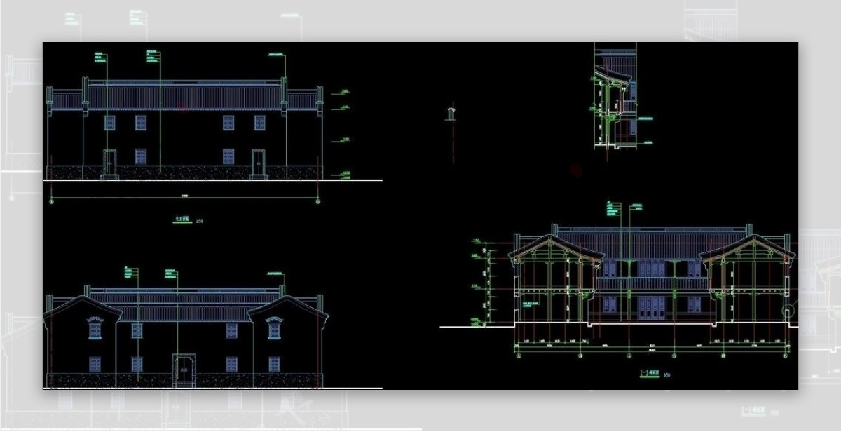 仿古建筑施工图图片