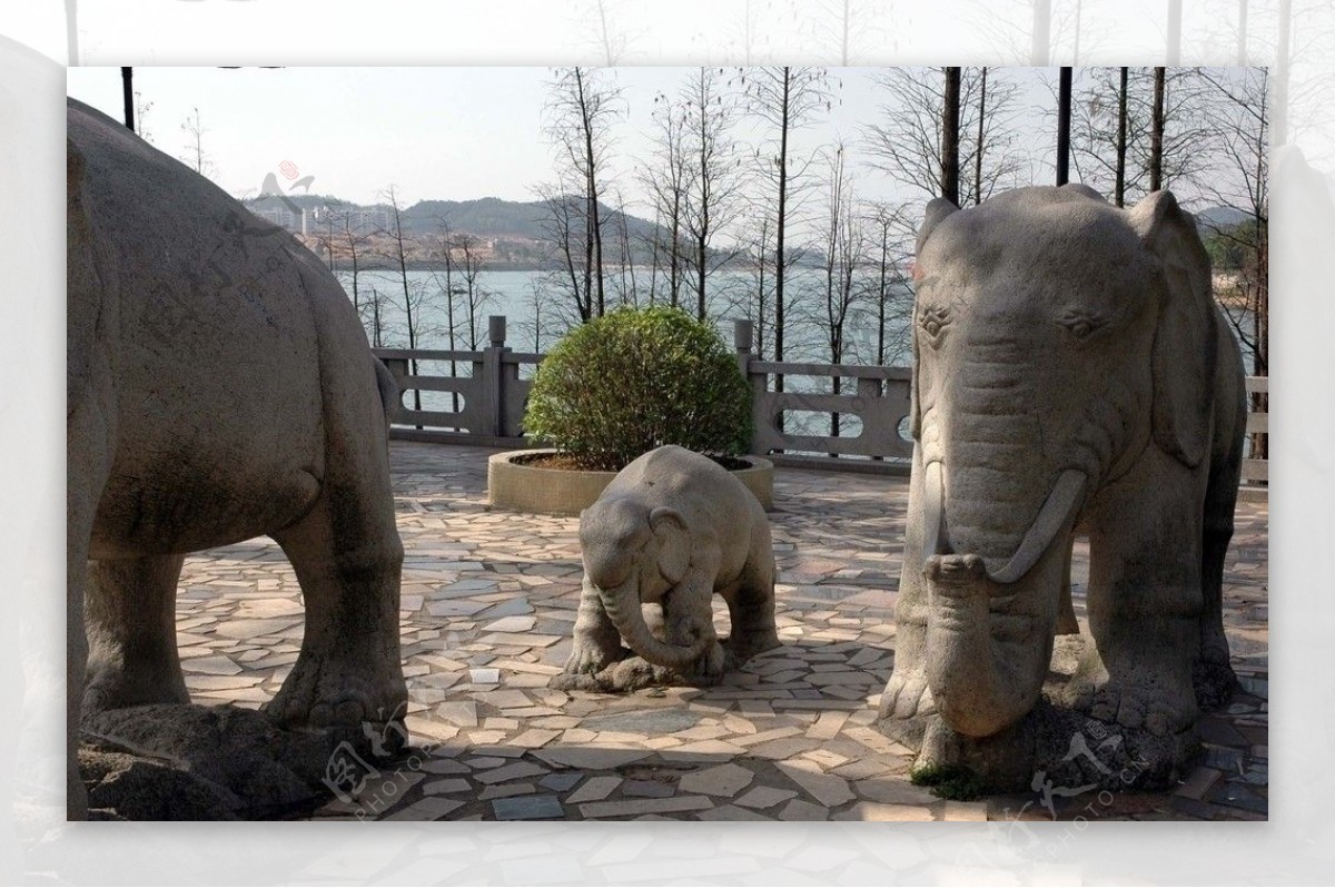 麻石雕像大象图片