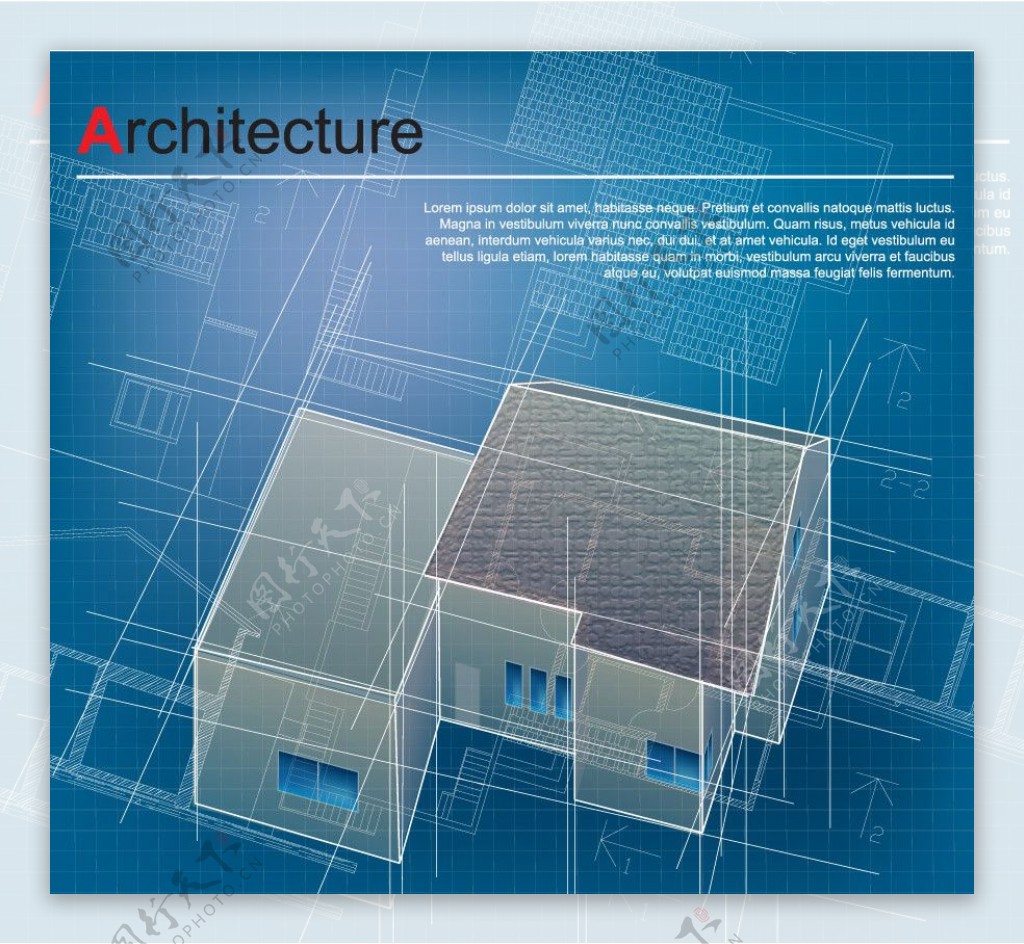 建筑工程图设计矢量图片