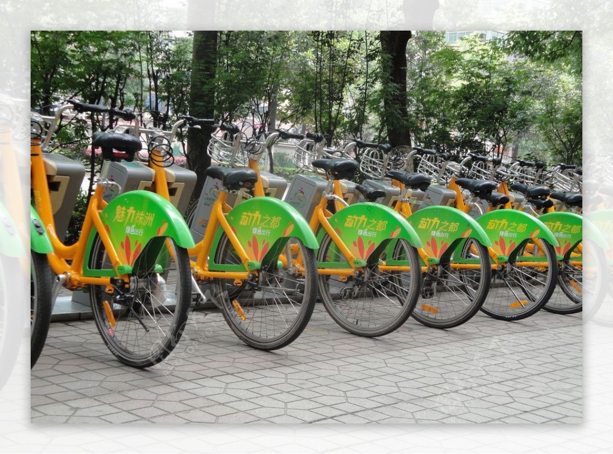 自行车租赁绿色出行图片