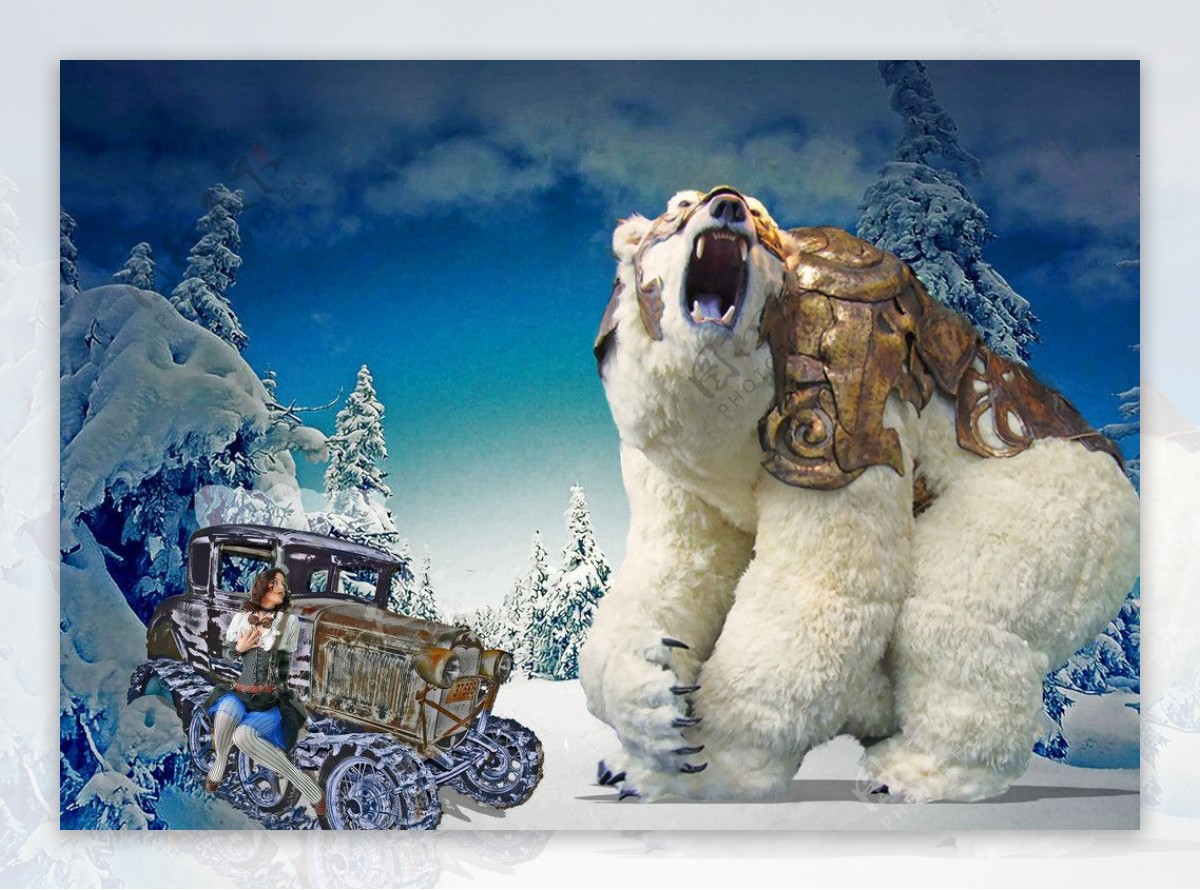 北极熊圣诞节插画图片