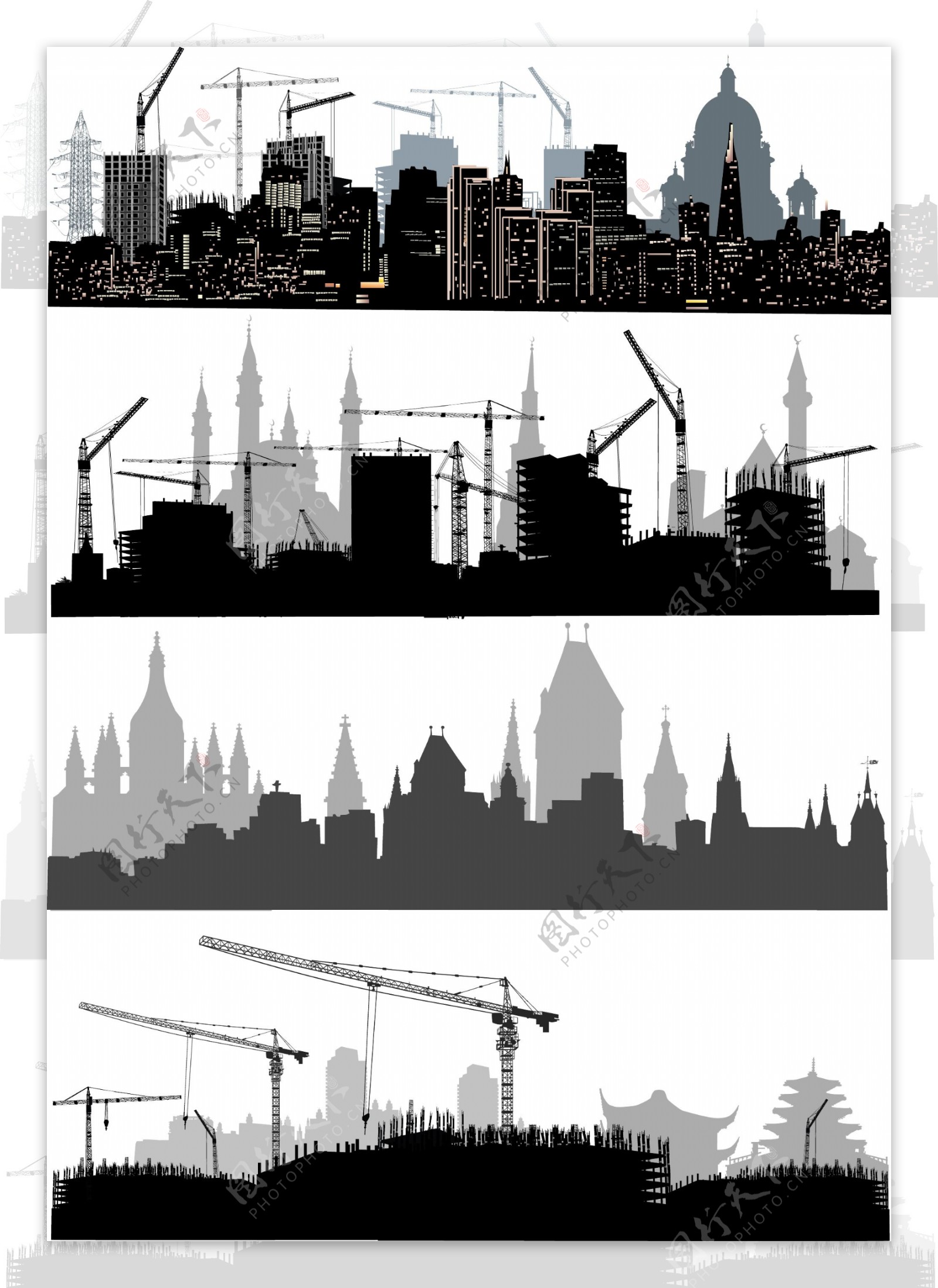 都市城市建筑剪影图片