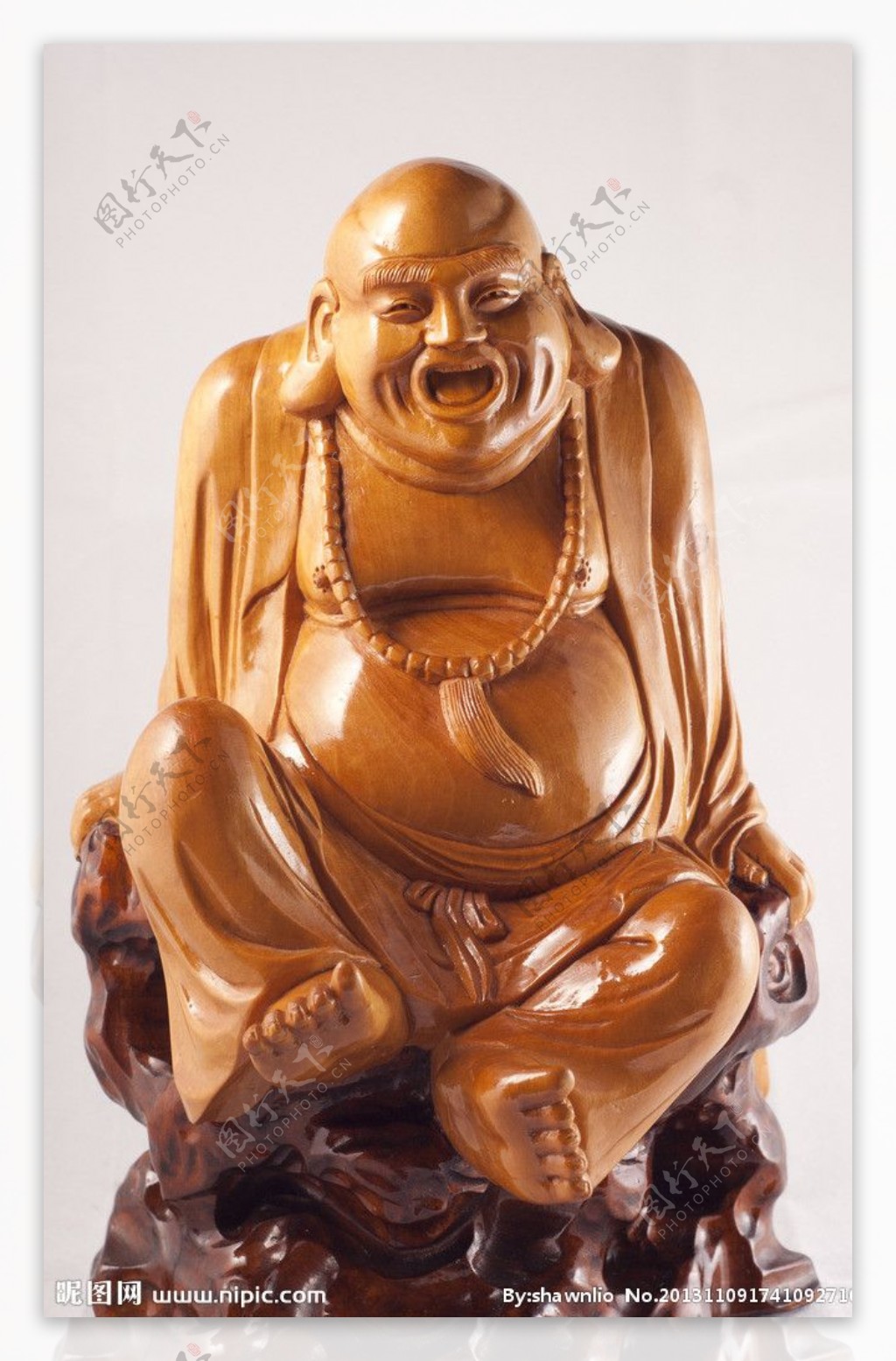 黄杨木弥勒佛雕像笑口图片