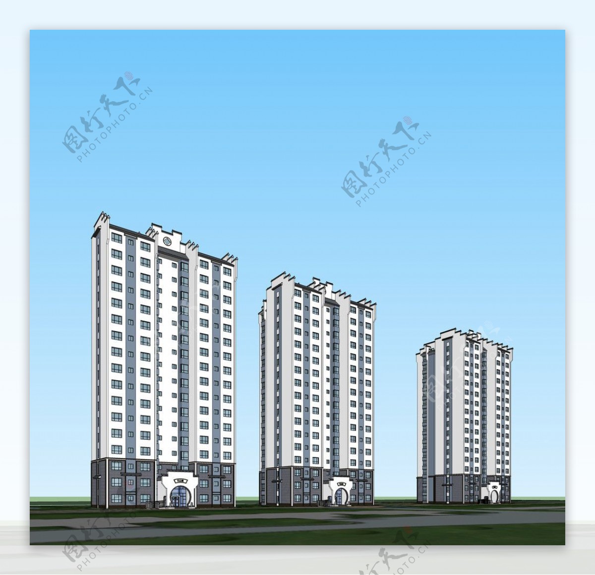 江南风格高层住宅模型图片
