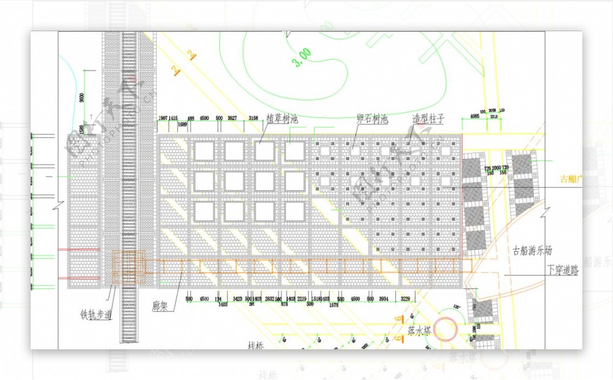 公园景观石柱柱阵图片