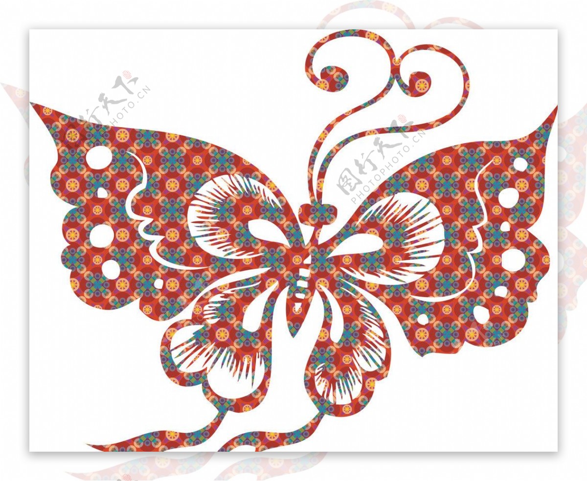 蝴蝶花纹剪纸图片