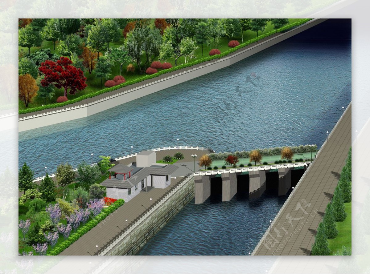 水闸入河口景观设计图片