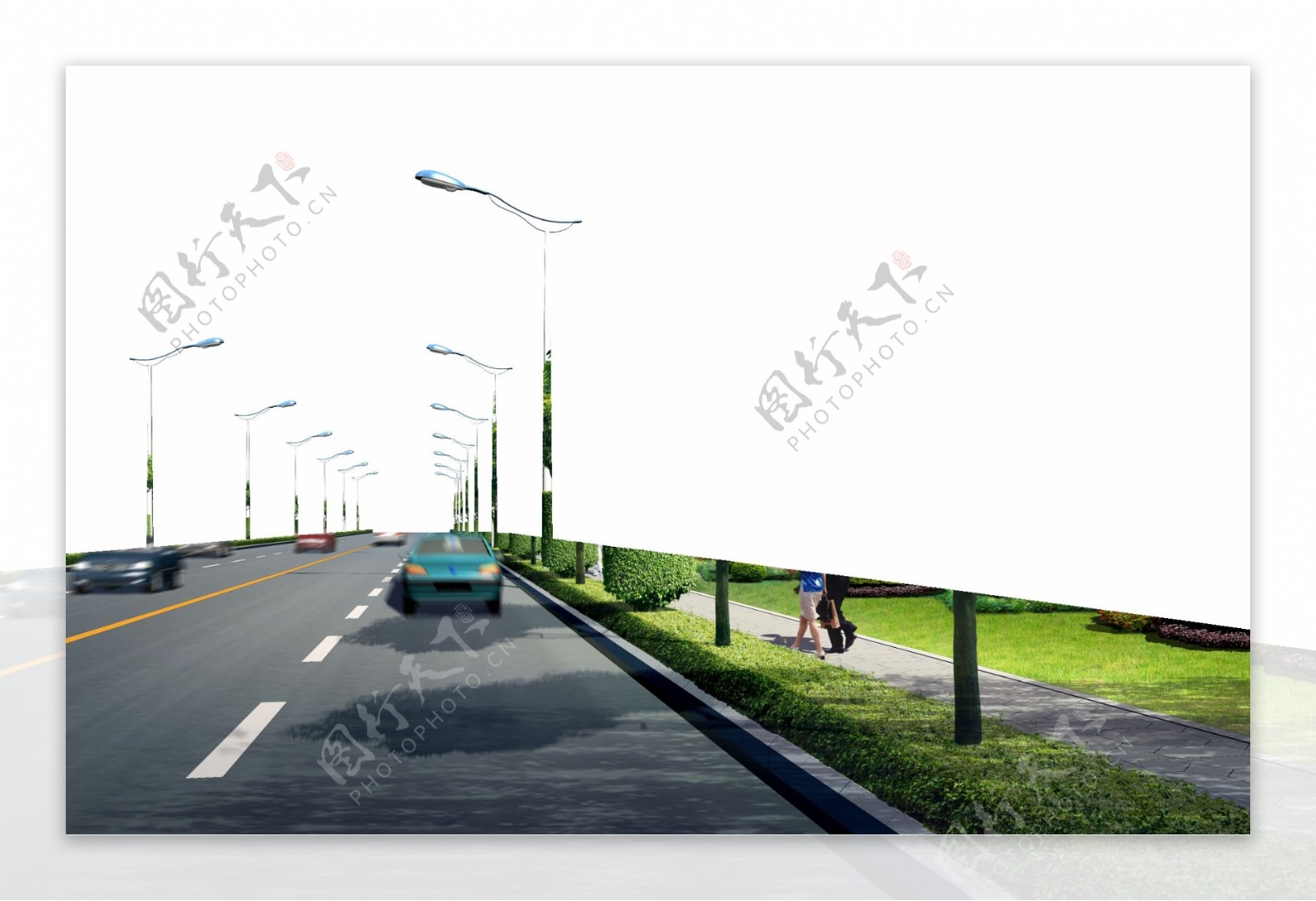 道路绿化效果图图片