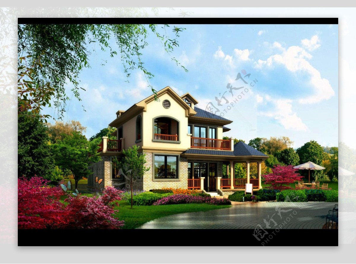 房地产园林景观别墅效果图PSD分层素材图片