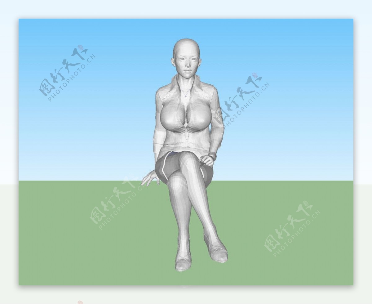 女子坐式3d模型图片