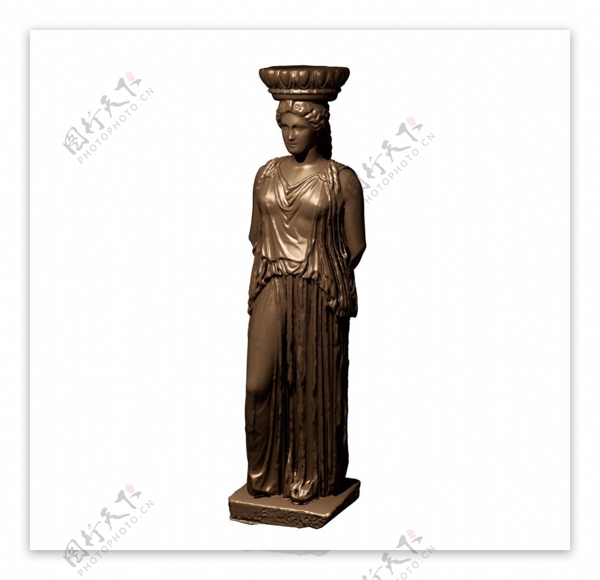 女神柱头铜质雕塑3DMAX模型图片