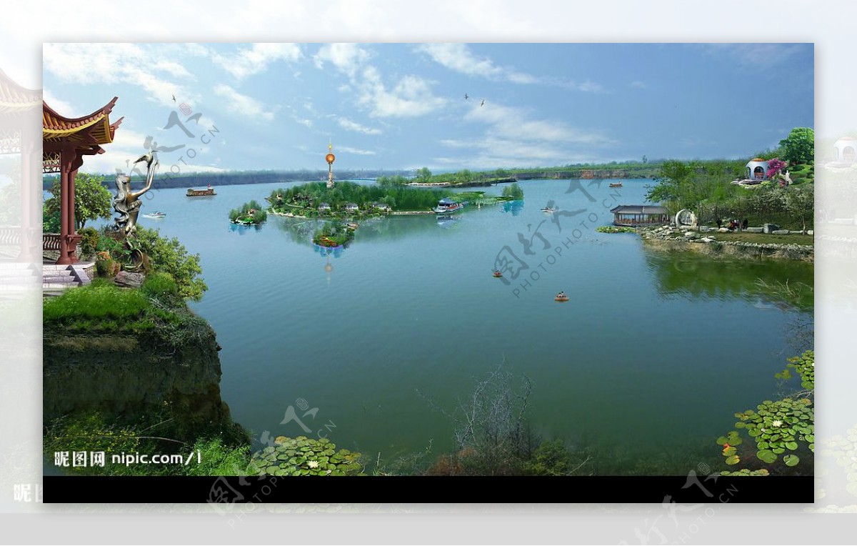 湖心岛风光图片