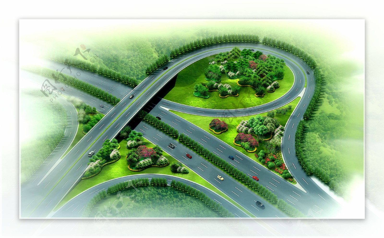 立交桥绿化设计图片