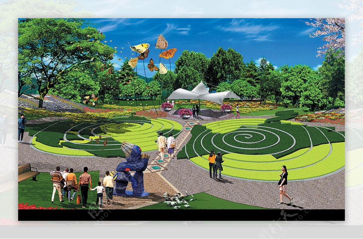 公园绿化效果图图片
