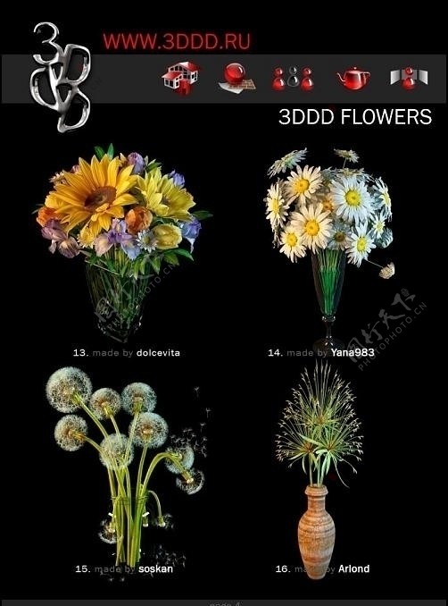 3dddFlowers盆栽花卉max模型13一16图片
