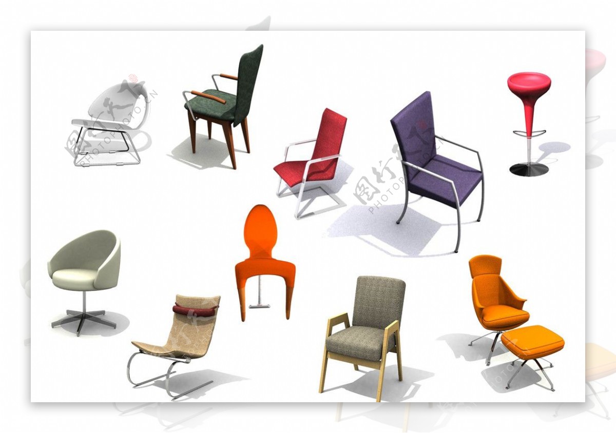 3D模型时尚椅子抠图不细非高清图片