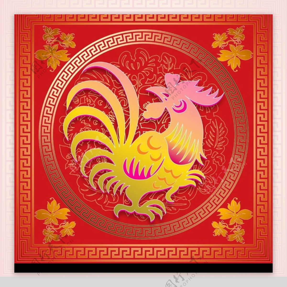 鸡年春节门画图片
