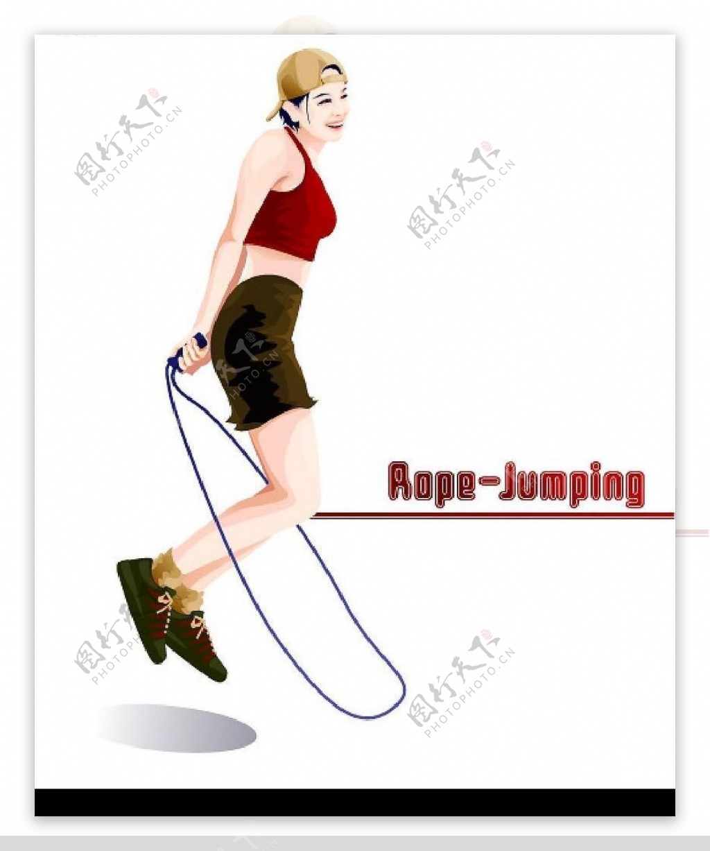 女性跳绳锻炼健身图片