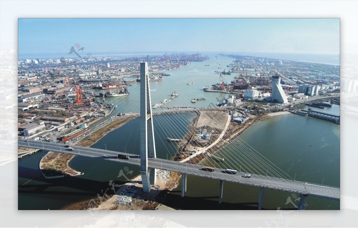 天津海河大桥航拍图片