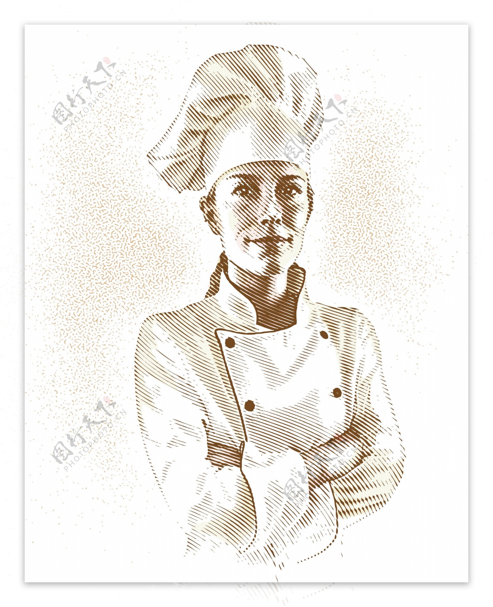 素描女厨师图片