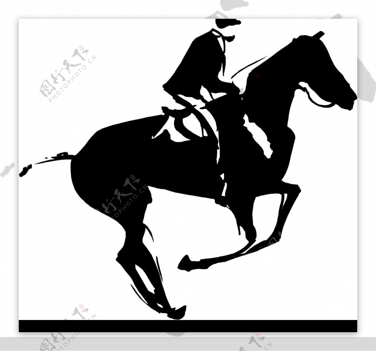 黑白骑马矢量图图片