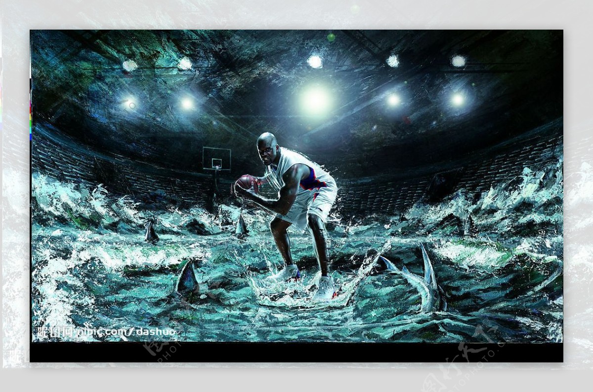 李宁奥尼尔大鲨鱼NBA篮球图片