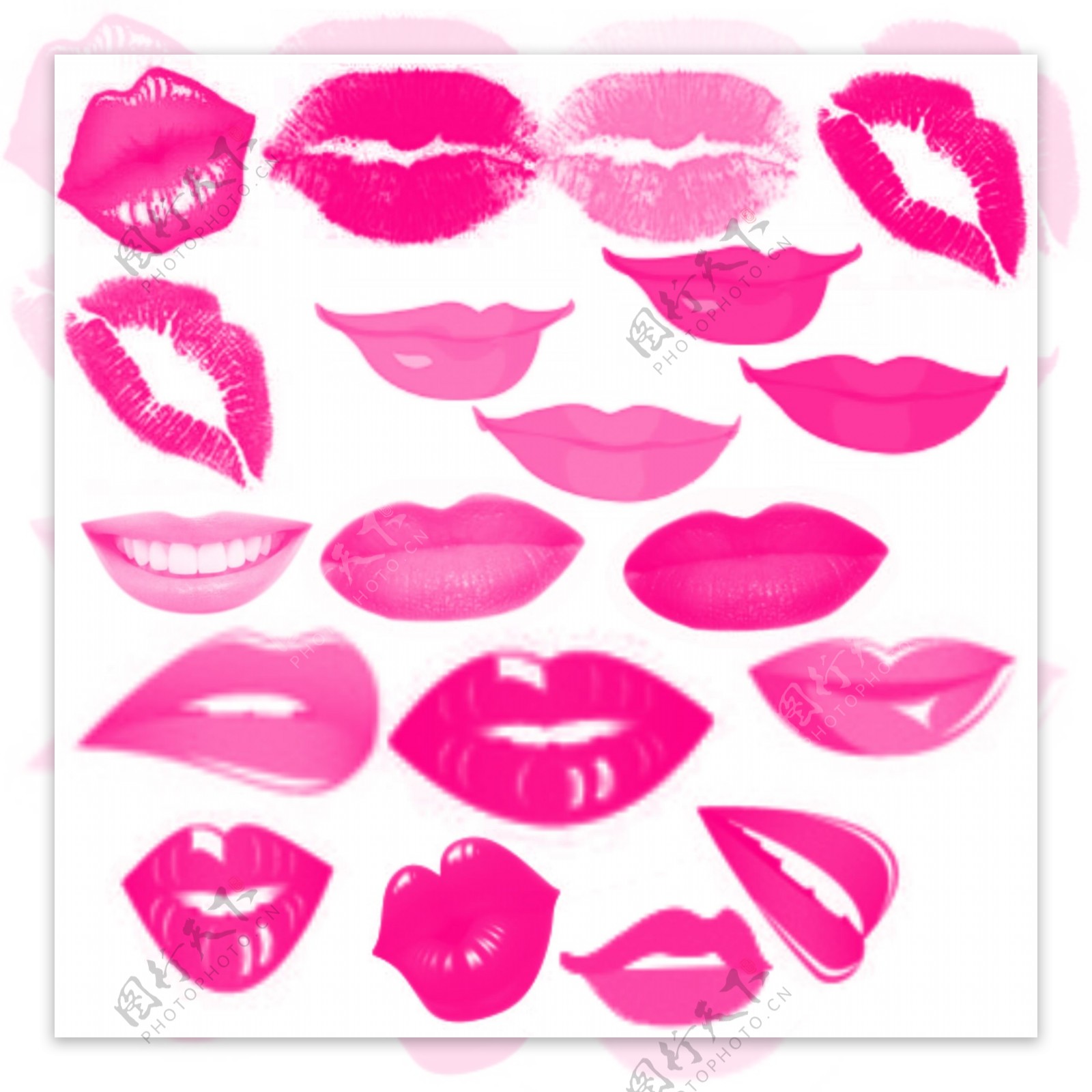 嘴唇与粉红色唇膏集图标。嘴巴矢量插图手绘卡通风格。插画图片素材_ID:415325048-Veer图库