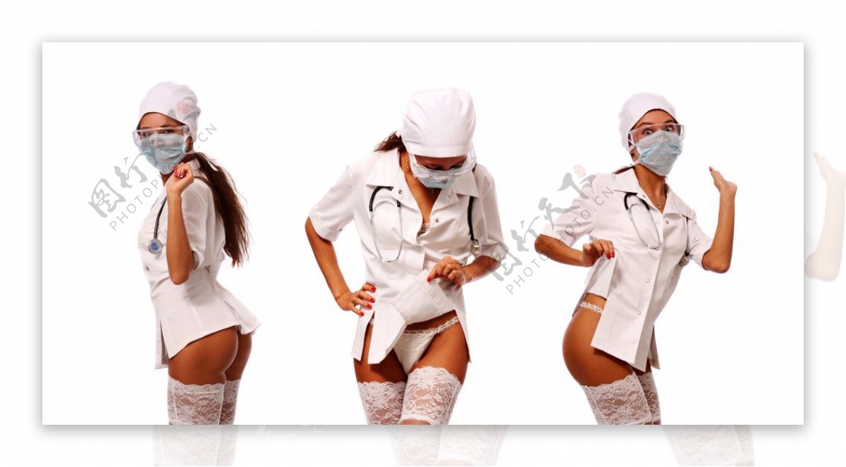 三个漂亮性感女护士图片