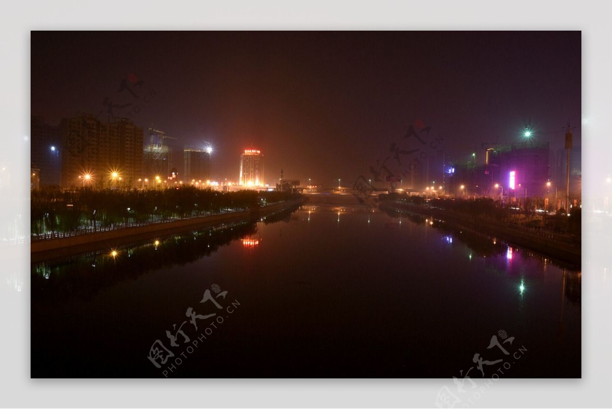 济南小清河城市夜景图片