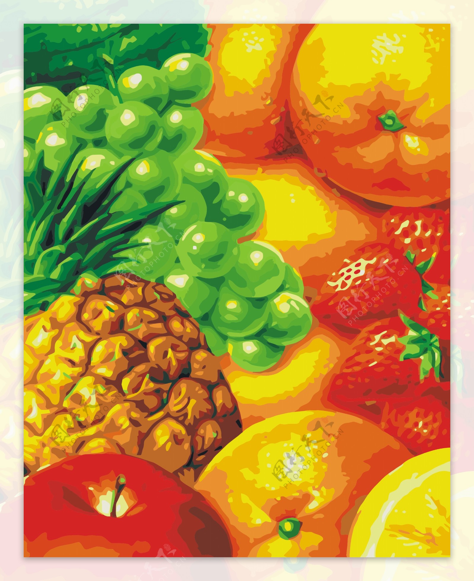 水果数字油画图片