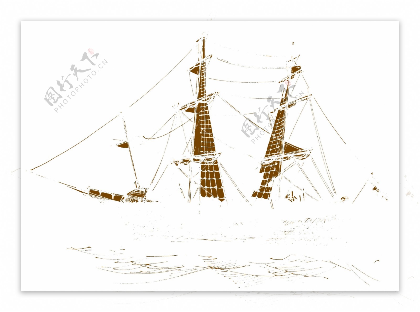 手绘古欧式帆船图片