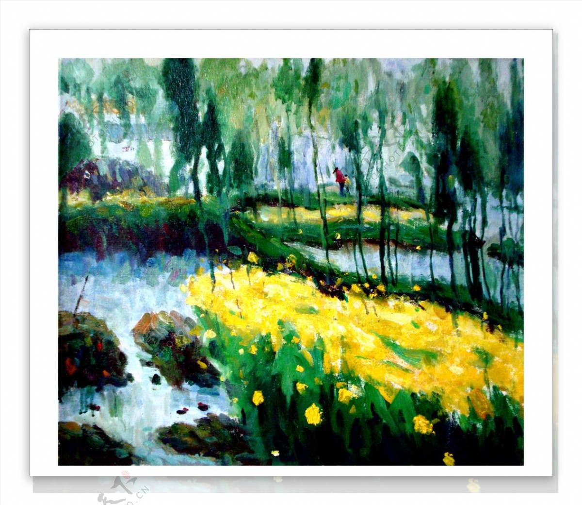 花卉树木风景油画图片
